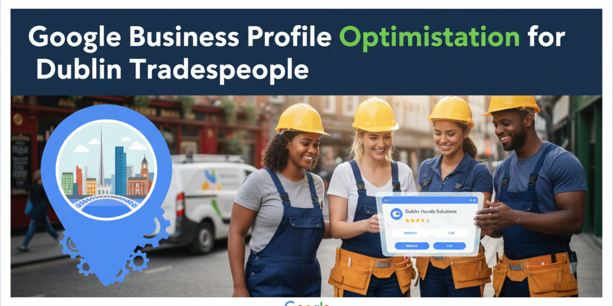 Dublin tradespeople optimising Google Business Profile on a tablet.