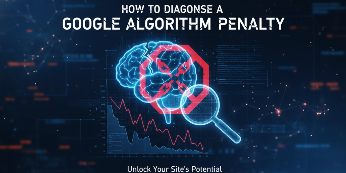 Diagnose Google algorithm penalty: brain, broken chains, and declining graph.