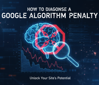 Diagnose Google algorithm penalty: brain, broken chains, and declining graph.