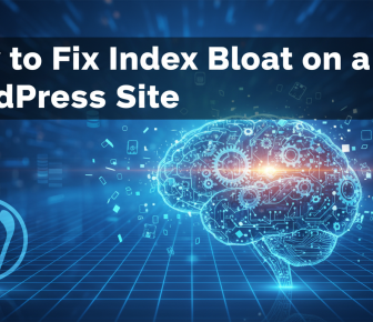 Fix WordPress index bloat: digital brain, database, and WordPress logo.