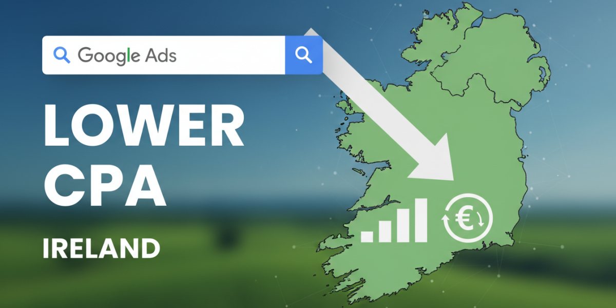 Google Ads search pointing to Ireland for lower CPA.