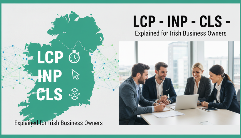 Irish business owners discuss LCP, INP, CLS website metrics.