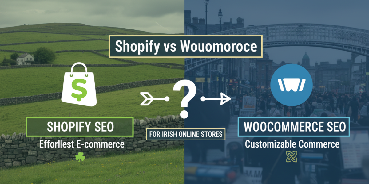 Shopify vs WooCommerce SEO comparison for Irish e-commerce stores.