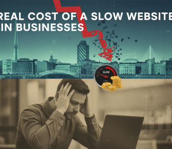 Dublin businesses facing financial loss from slow websites, man stressed.