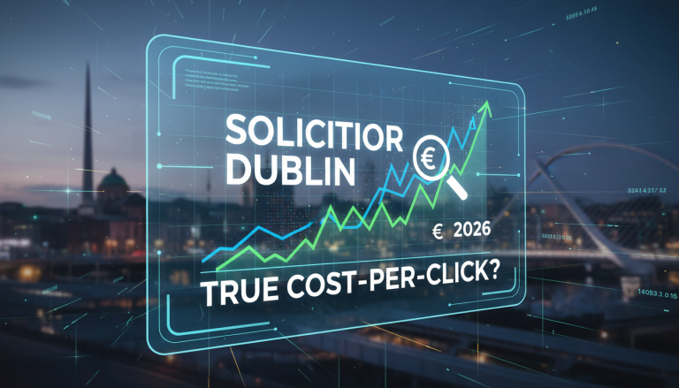 Solicitor Dublin true cost-per-click analysis showing upward trend.