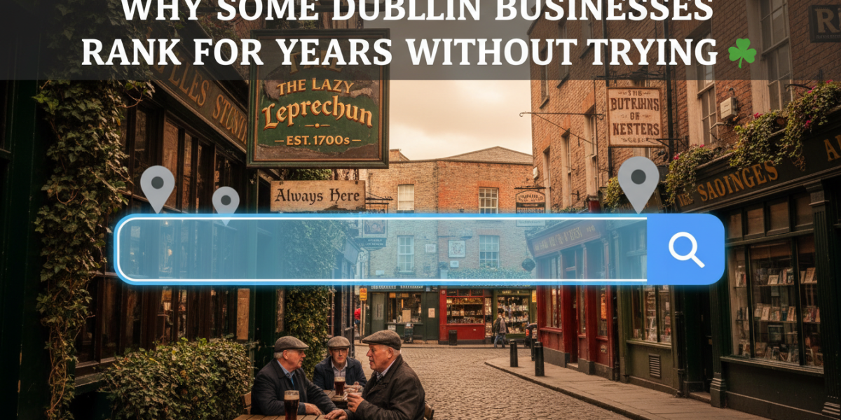 Dublin street scene, businesses ranking without trying, search bar.