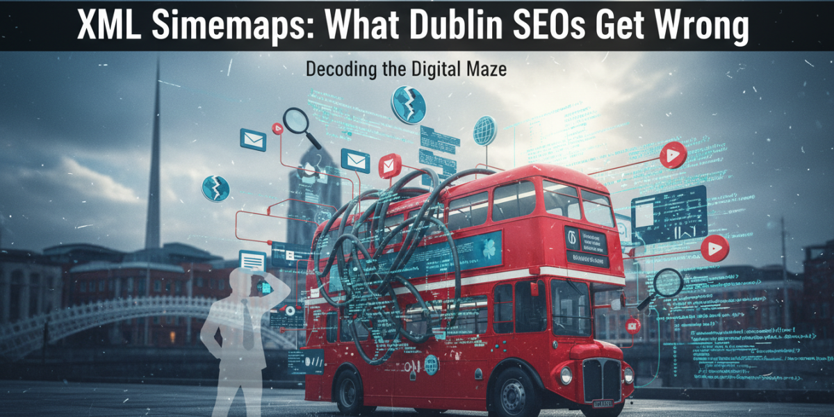 Dublin SEOs decoding digital sitemap maze on a double-decker bus.