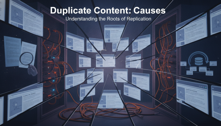 Duplicate content causes illustrated with multiple replicated web pages