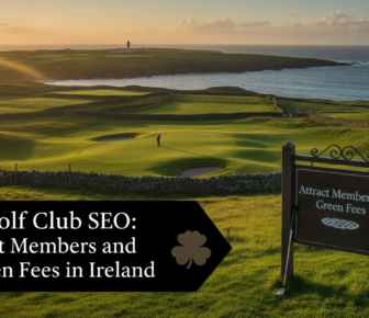 Irish coastal golf course with SEO sign attracting members