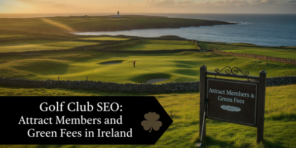 Irish coastal golf course with SEO sign attracting members