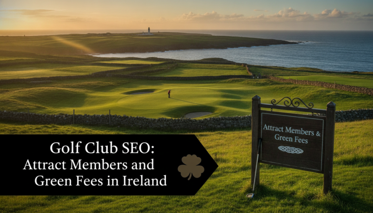 Irish coastal golf course with SEO sign attracting members