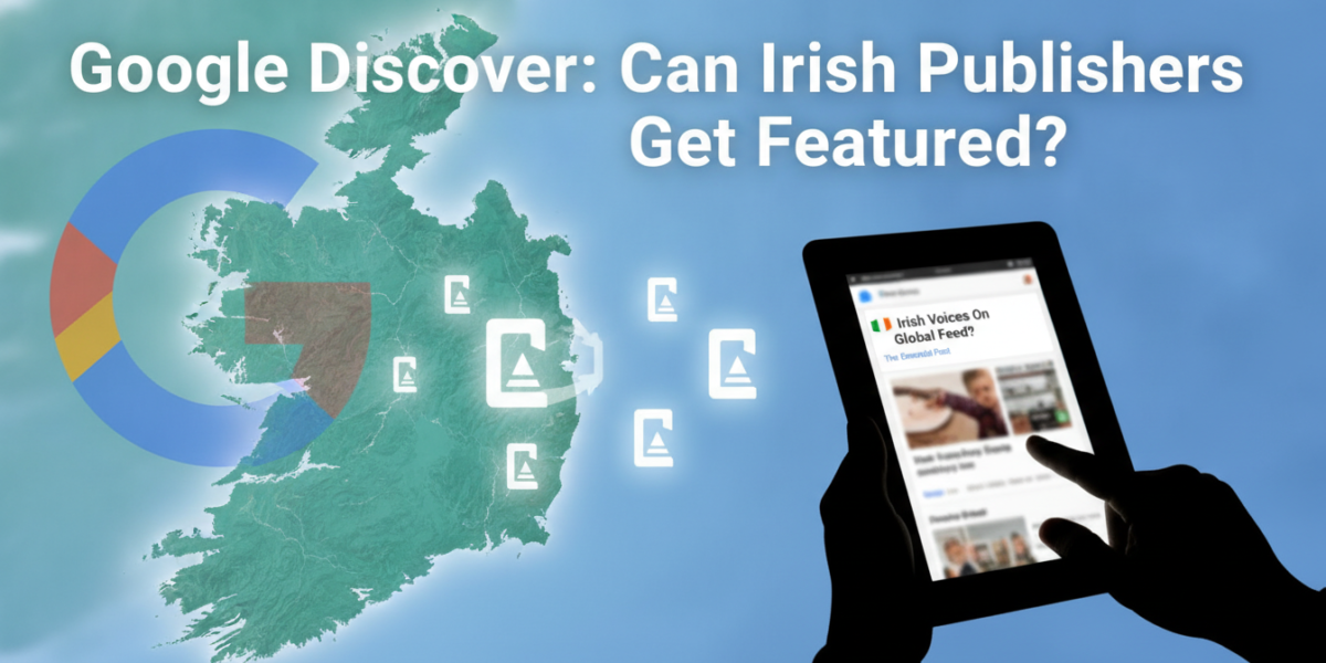 Google Discover featuring Irish publishers on a tablet device