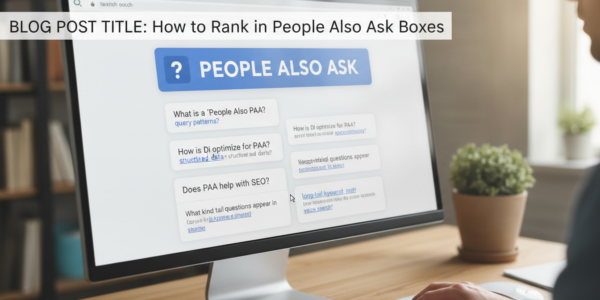 Computer screen displaying Google People Also Ask SEO guide