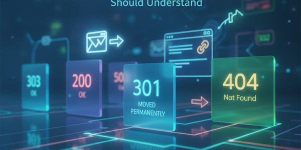 HTTP status codes 200, 301, 303, 404 illustrated digitally