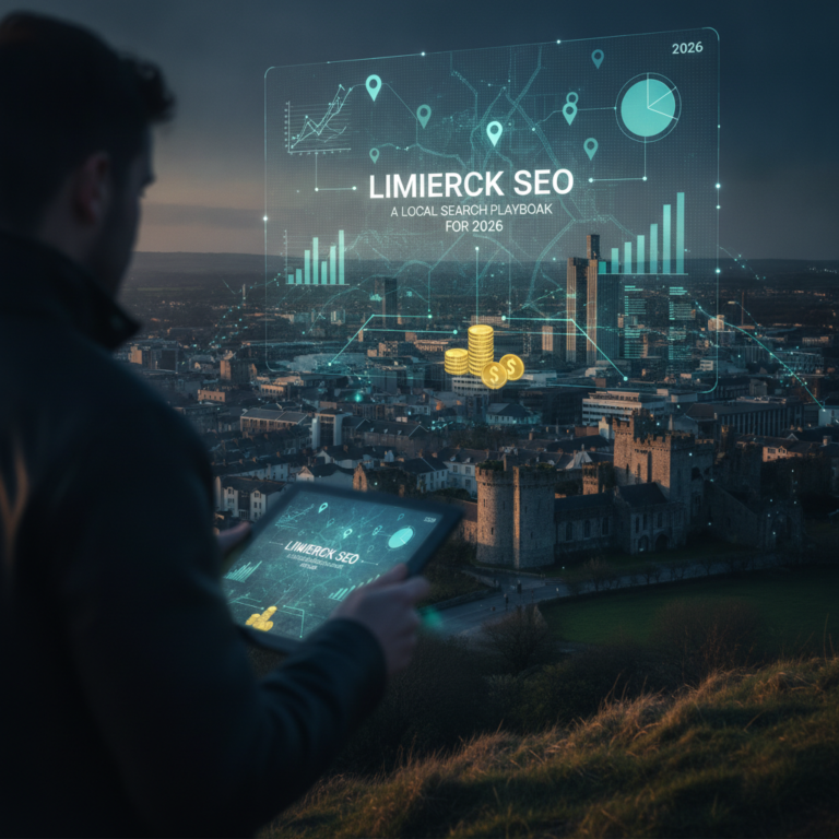 Limerick SEO local search playbook 2026 digital overlay cityscape