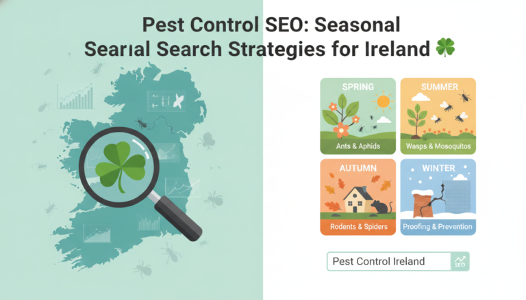 Pest control SEO seasonal search strategies infographic for Ireland