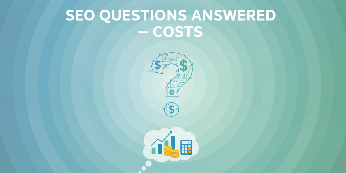 SEO questions answered about costs with dollar sign graphic
