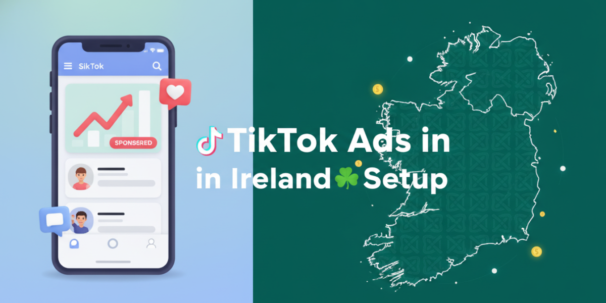 TikTok Ads in Ireland setup guide with map and smartphone