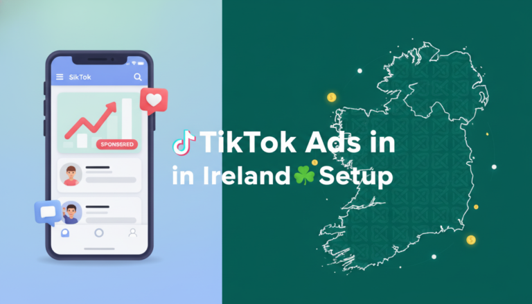 TikTok Ads in Ireland setup guide with map and smartphone