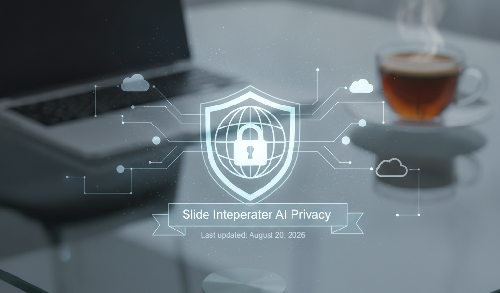 Globe Boss AI privacy shield icon with laptop and coffee