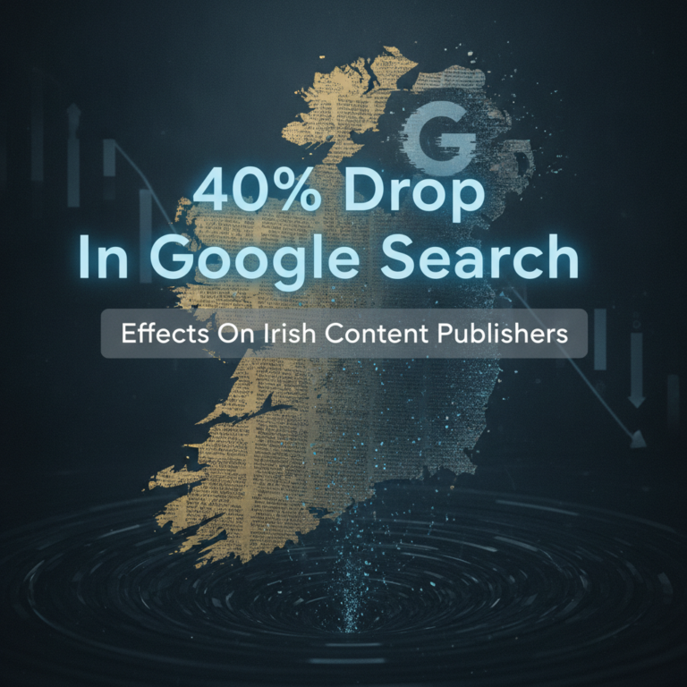 Ireland graphic showing 40% drop in Google Search
