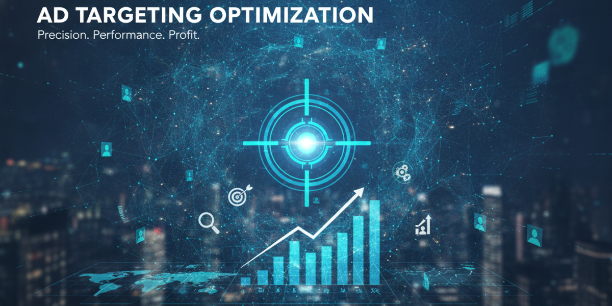 Digital ad targeting optimisation graphic with target and growth chart