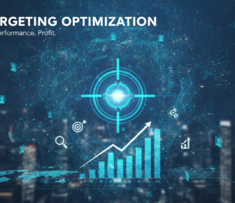 Digital ad targeting optimisation graphic with target and growth chart