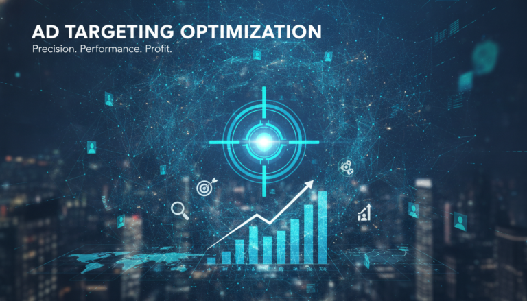 Digital ad targeting optimisation graphic with target and growth chart