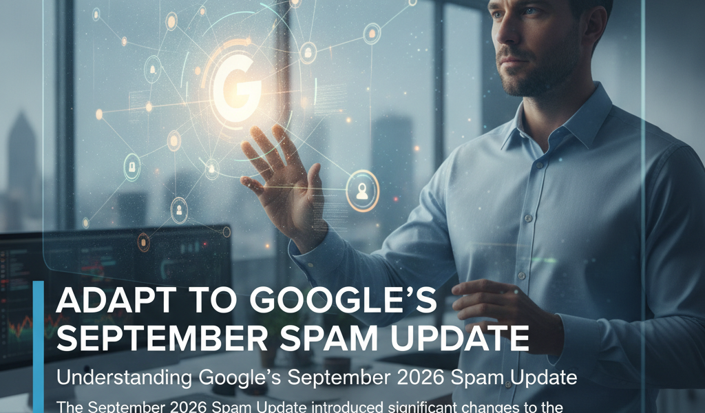 Businessman using Google analytics interface for spam update