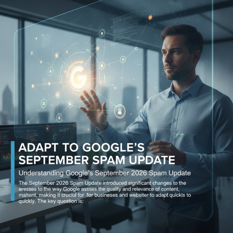 Businessman using Google analytics interface for spam update