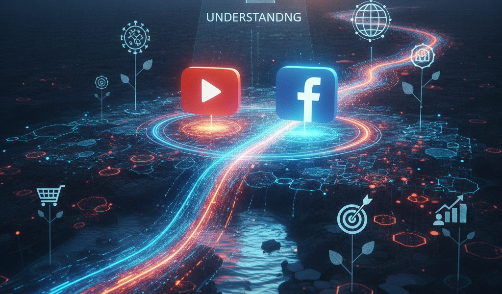 YouTube and Facebook icons illustrating digital marketing and audience understanding