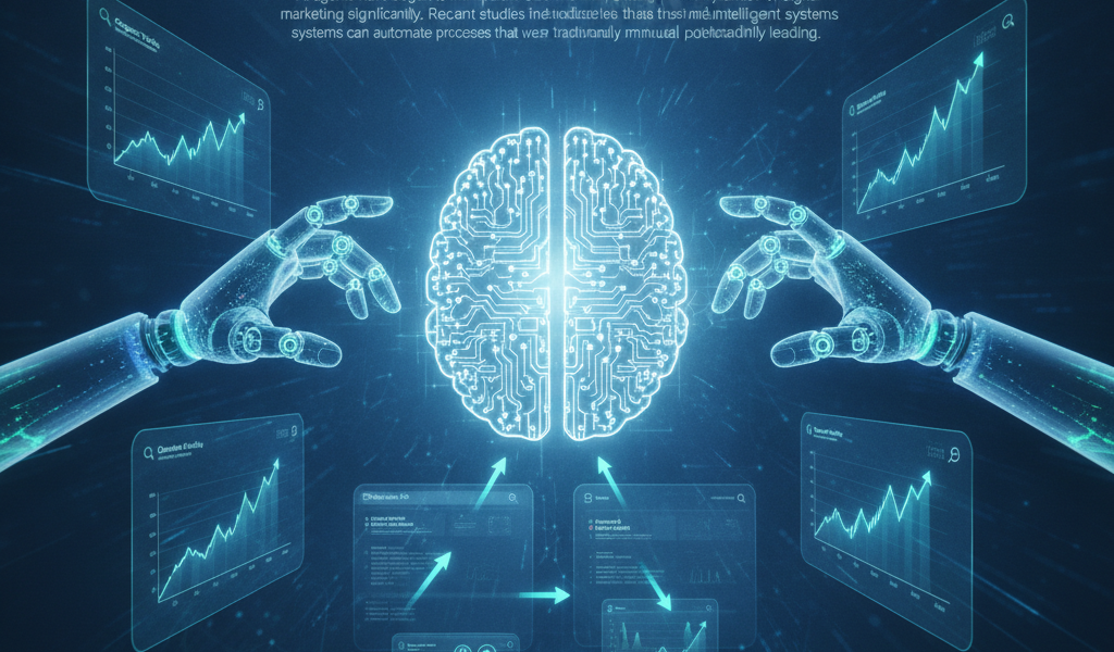 Robotic hands manipulate AI brain amid rising SEO charts
