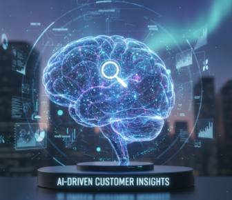 Digital brain visualising AI-driven customer insights and analytics