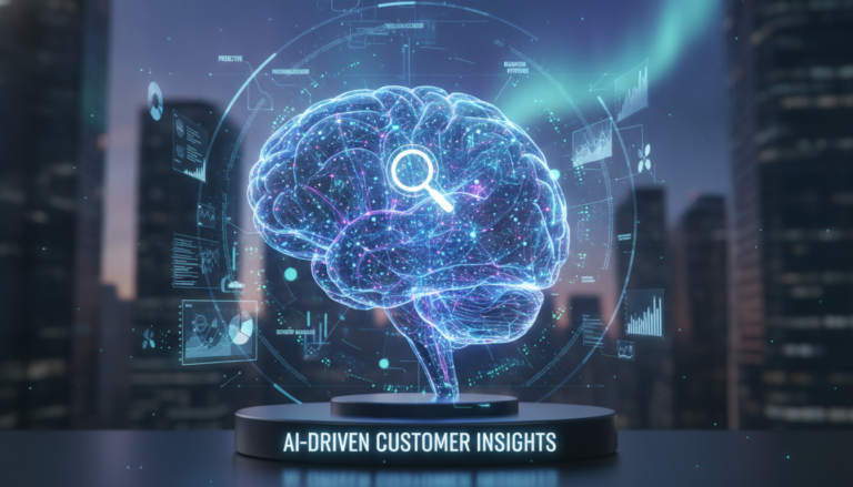 Digital brain visualising AI-driven customer insights and analytics