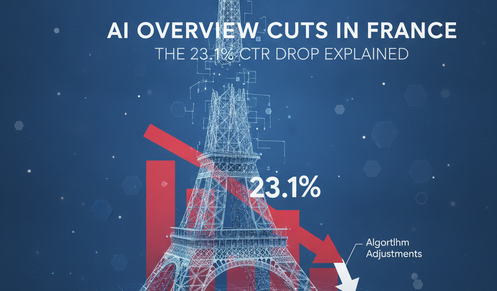Eiffel Tower graphic showing 23.1% CTR drop in France