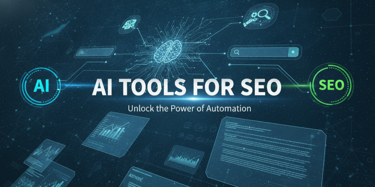 Graphic promoting AI tools for search engine optimisation