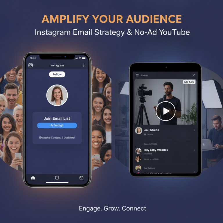 Instagram email strategy and ad-free YouTube audience growth graphic