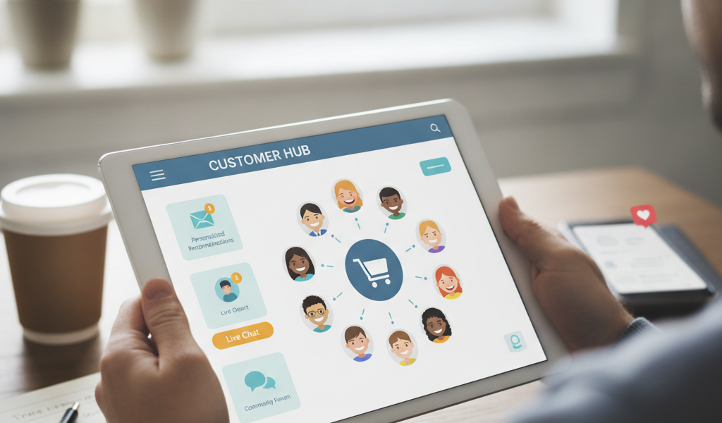 Person using customer hub app on tablet