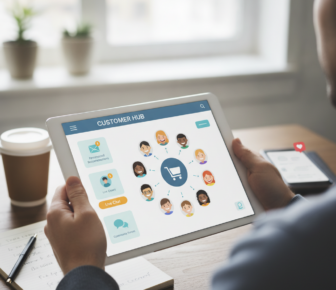 Person using customer hub app on tablet