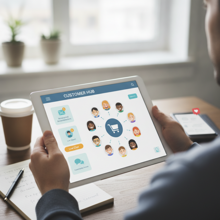 Person using customer hub app on tablet