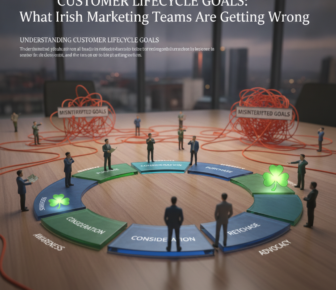 Customer lifecycle diagram with misinterpreted goals and marketing stages