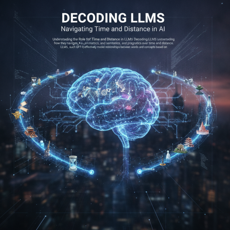 Glowing digital brain visualising time and distance in LLMs