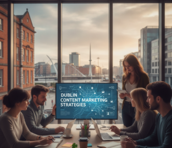 Team planning Dublin content marketing strategies in a modern office