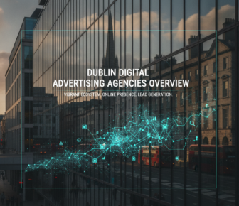 Dublin digital advertising agencies graphic over reflected city street