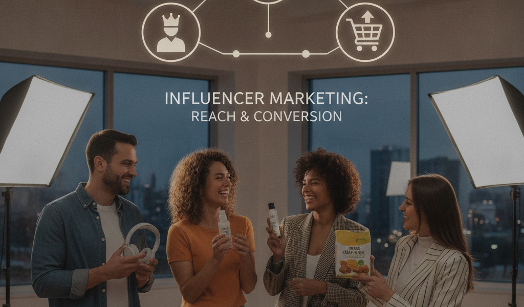 Influencers showcasing products in a studio for marketing campaign