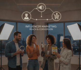Influencers showcasing products in a studio for marketing campaign