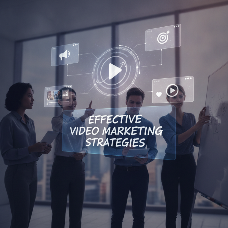Team planning effective video marketing strategies with digital interface
