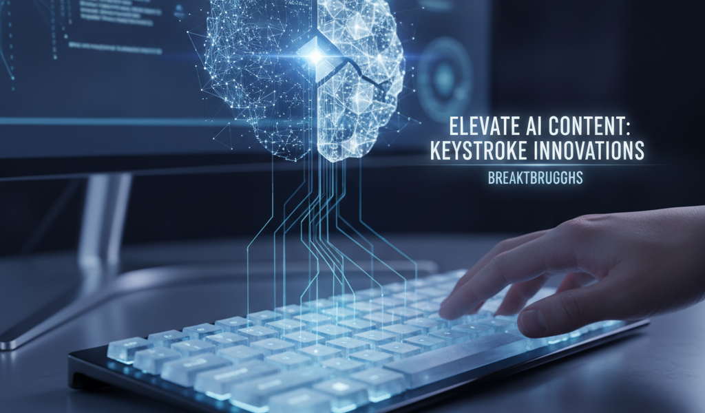 Hand typing beneath holographic AI brain and computer code