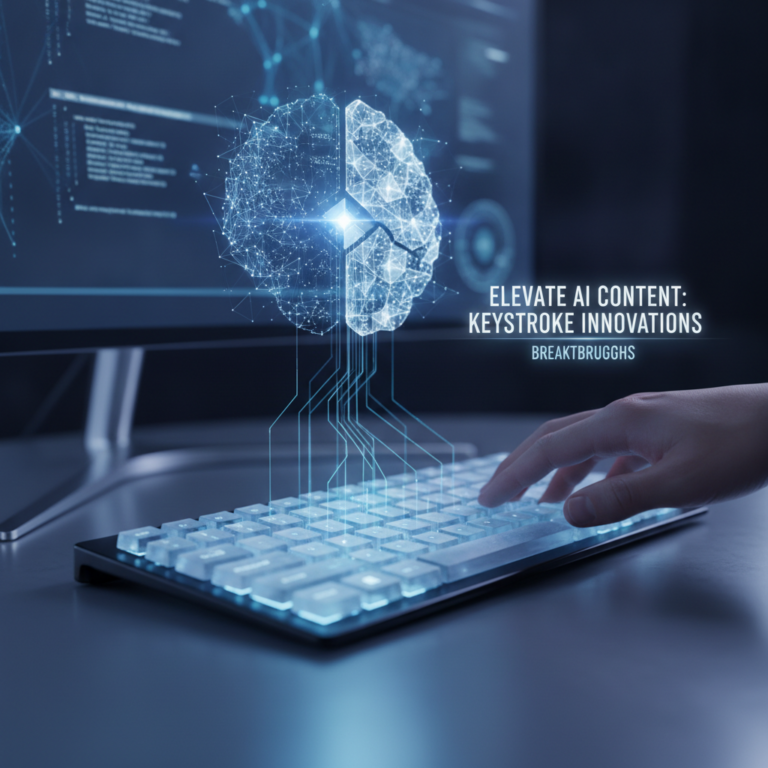 Hand typing beneath holographic AI brain and computer code