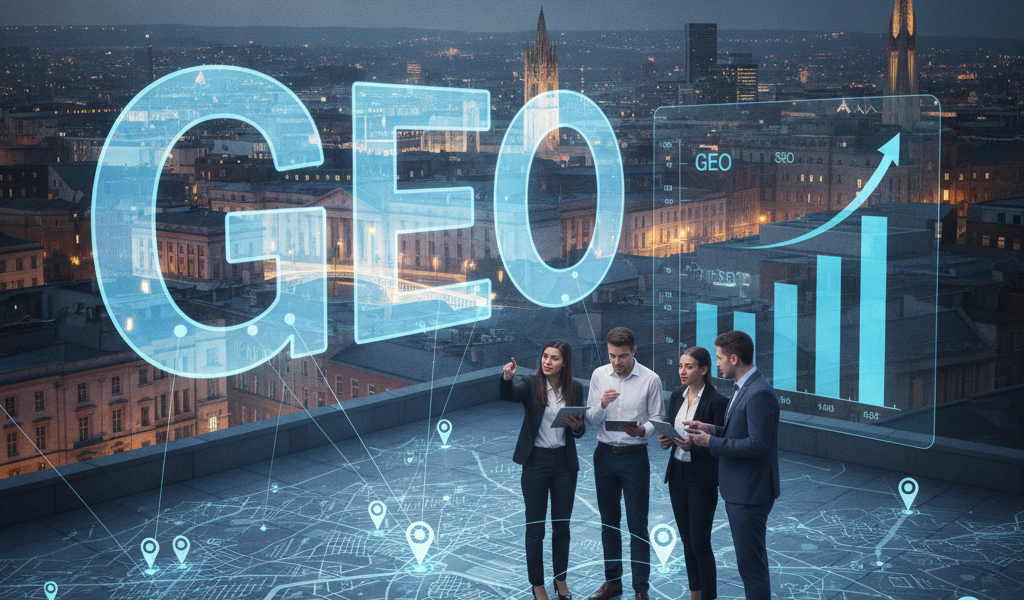 Dublin marketers examine GEO analytics above an interactive city map